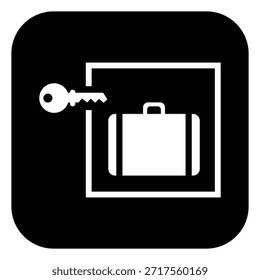 Symbol für Gepäckschließfächer mit stilisiertem Koffer und sicherem Aufbewahrungssymbol - Hochwertiges Vektorgrafik-Stockbild