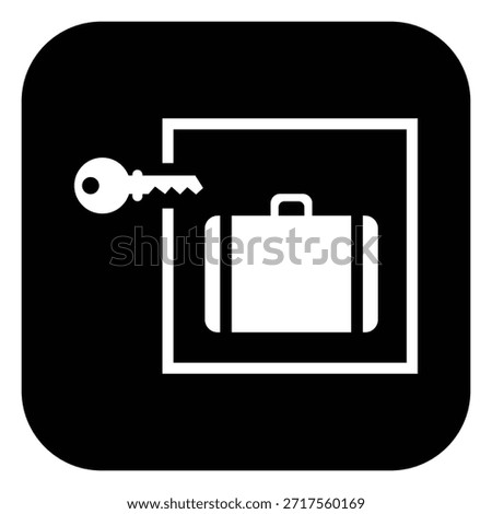 Baggage Lockers Icon with Stylized Suitcase and Secure Storage Symbol – High Quality Vectorial Stock Image