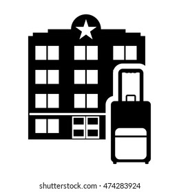 baggage luggage hotel building windows service silhouette icon. Flat and Isolated design. Vector illustration