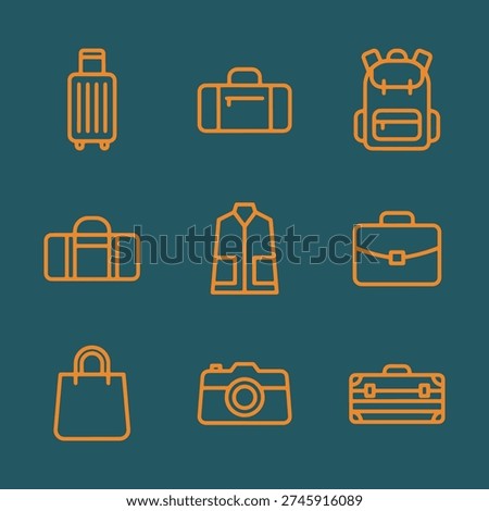 Baggage luggage icon set different baggage and suitcases. Vector Illustration