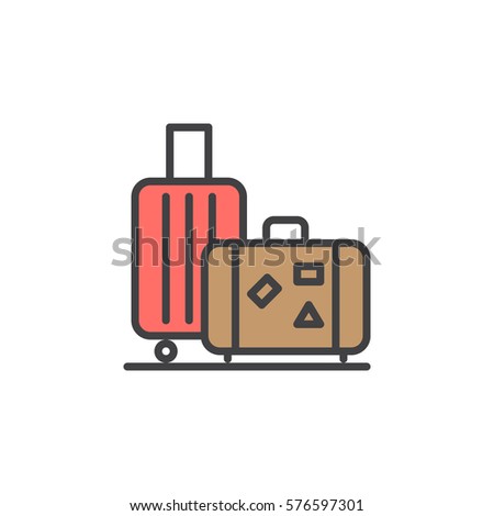 Baggage, luggage line icon, filled outline vector sign, linear colorful pictogram isolated on white. Symbol, logo illustration