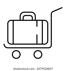 Baggage, luggage line icon, outline vector sign, linear style pictogram isolated on white. Travel, holiday suitcase concept with trolley symbol, logo illustration