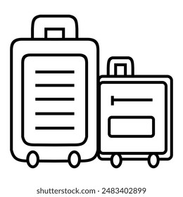 Baggage, luggage line icon, outline vector sign, linear style pictogram isolated on white. Travel, holiday, office duties concept symbol, logo illustration