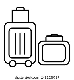 Baggage, luggage line icon, outline vector sign, linear style pictogram isolated on white. Travel, holiday, office duties concept symbol, logo illustration