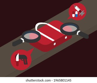 baggage and luggage scanner to check the illegal thing inside vector