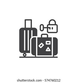 Baggage, luggage storage icon vector, filled flat sign, solid pictogram isolated on white. Symbol, logo illustration