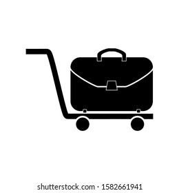 Baggage, Luggage, Suitcases Trolley. Flat Vector Icon illustration. Simple black symbol on white background. Baggage, Luggage, Suitcases Trolley sign design template for web and mobile UI element