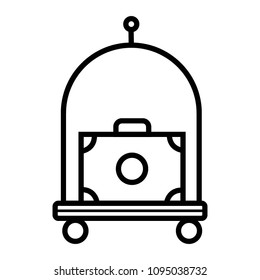 Baggage, luggage trolley icon vector, filled flat sign, solid white pictogram isolated on gray. Hotel cart symbol, logo illustration