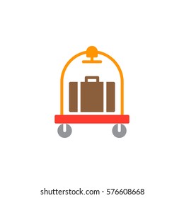 Baggage, luggage trolley icon vector, filled flat sign, solid colorful pictogram isolated on white. Hotel cart symbol, logo illustration