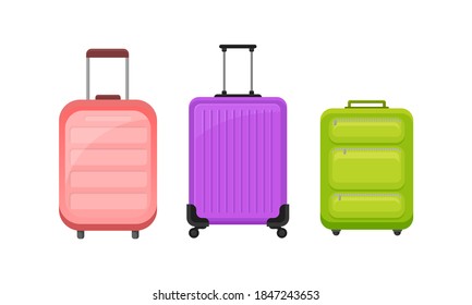 Baggage or Luggage Used for Traveling Vector Set