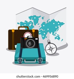 baggage map compass time travel vacation trip icon. Colorful design. Vector illustration