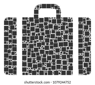 Baggage mosaic icon of square shapes and circles in various sizes. Vector objects are combined into baggage mosaic design concept.