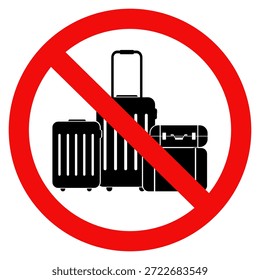 No se permite el equipaje en esta zona, letrero, Prohibición de transporte de equipaje. Prohibición de colocar equipaje en las escaleras mecánicas. Diseño de Ilustración vectorial plana