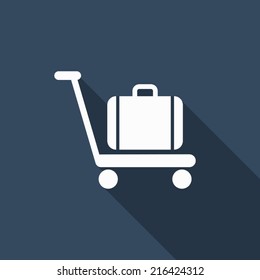 baggage on cart icon with long shadow