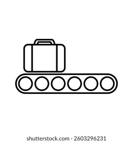 Baggage on conveyor icon, simple flat style, illustration, logo sign symbol pictogram template, for ui or ux isolated on white for mobile app, editable
