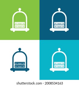 Baggage On An Elegant Hotel Platform Cart Flat four color minimal icon set