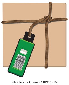 Baggage package for shipping tied with string with label