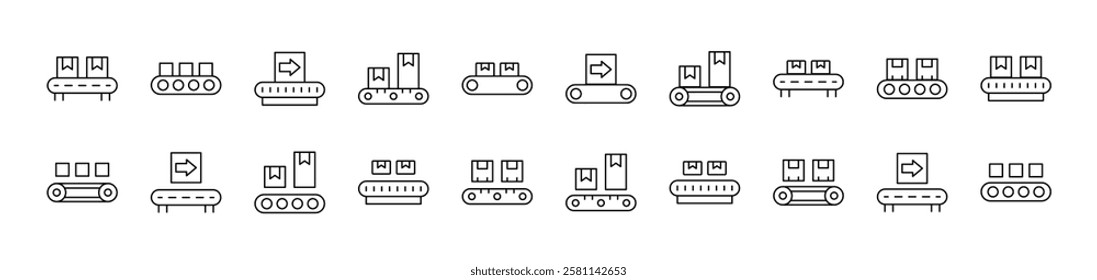 Baggage and Parcel Transportation Collection of Thin Icons. Editable Stroke. Suitable for Web Sites, Books, Cards, Apps