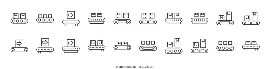 Baggage and Parcel Transportation Icon Set for UI, Placards, Books, Apps. Editable Stroke. Suitable for Web Sites, Books, Cards, Apps