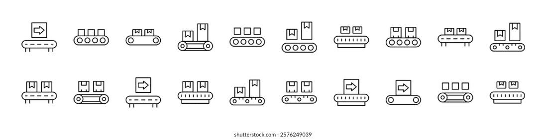 Baggage and Parcel Transportation Outline Simple Linear Image Collection. Editable Stroke. Suitable for Web Sites, Books, Cards, Apps 