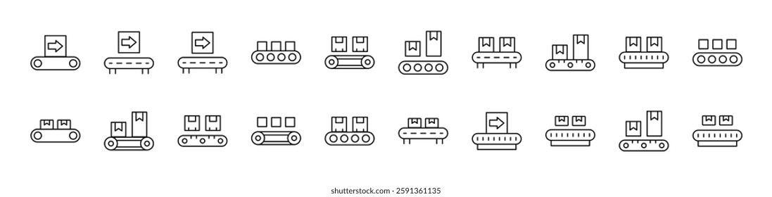 Baggage and Parcel Transportation Simple Isolated Line Icons Collection. Editable Stroke. Suitable for Web Sites, Books, Cards, Apps