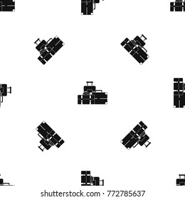 Baggage pattern repeat seamless in black color for any design. Vector geometric illustration