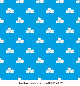 Baggage pattern repeat seamless in blue color for any design. Vector geometric illustration