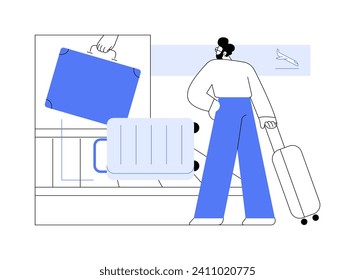 Baggage pick up abstract concept vector illustration. Passengers getting their baggage from conveyor, handling system, airway transportation, commercial air transport abstract metaphor.