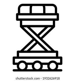 Baggage plane trolley icon. Outline baggage plane trolley vector icon for web design isolated on white background