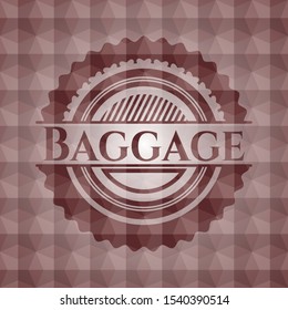 Baggage red emblem with geometric background. Seamless.