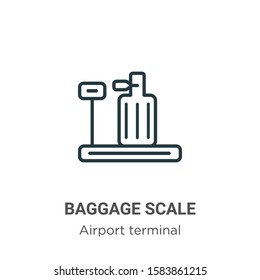 Baggage scale outline vector icon. Thin line black baggage scale icon, flat vector simple element illustration from editable airport terminal concept isolated on white background