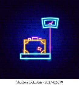 Baggage Scales Neon Sign. Vector Illustration of Luggage Promotion.