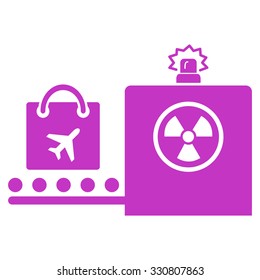 Baggage Screening vector icon. Style is flat violet symbol, rounded angles, white background.