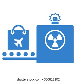 Baggage Screening vector icon. Style is flat cobalt symbol, rounded angles, white background.