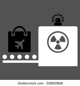 Baggage Screening vector icon. Style is flat bicolor black and white symbol, rounded angles, gray background.