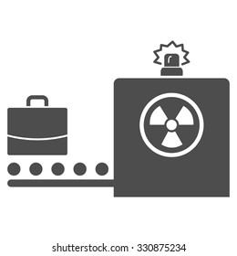 Baggage Screening vector icon. Style is flat gray symbol, rounded angles, white background.