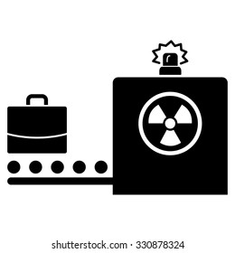 Baggage Screening vector icon. Style is flat black symbol, rounded angles, white background.