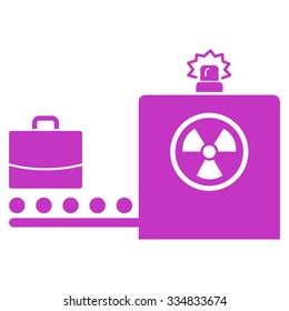 Baggage Screening vector icon. Style is flat violet symbol, rounded angles, white background.