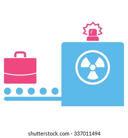 Baggage Screening vector icon. Style is flat bicolor pink and blue symbol, rounded angles, white background.