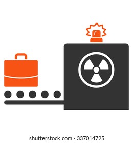 Baggage Screening vector icon. Style is flat bicolor orange and gray symbol, rounded angles, white background.