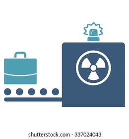 Baggage Screening vector icon. Style is flat bicolor cyan and blue symbol, rounded angles, white background.