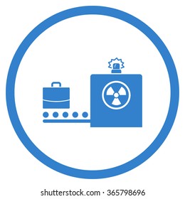 Baggage Screening vector icon. Style is flat circled symbol, cobalt color, rounded angles, white background.