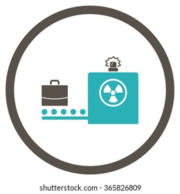 Baggage Screening vector icon. Style is bicolor flat circled symbol, grey and cyan colors, rounded angles, white background.