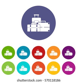 Baggage set icons in different colors isolated on white background
