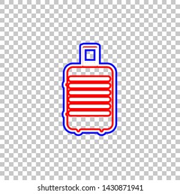 Baggage sign illustration. Red, white and contour icon at transparent background. Illustration.