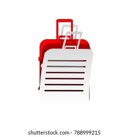 Baggage sign illustration. Vector. Detachable paper icon with red body stock. Isolated.