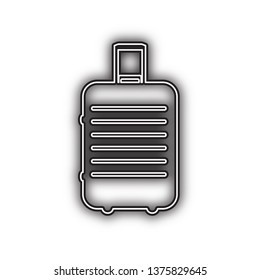 Baggage sign illustration. Vector. Double contour black icon with soft shadow at white background. Isolated.