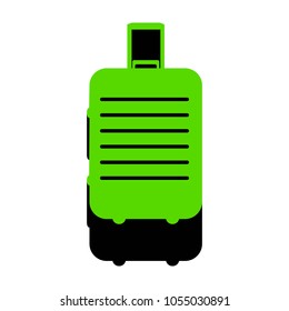 Baggage sign illustration. Vector. Green 3d icon with black side on white background. Isolated.