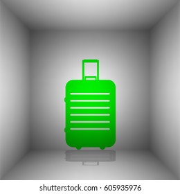 Baggage sign illustration. Vector. Green icon with shadow in the room.