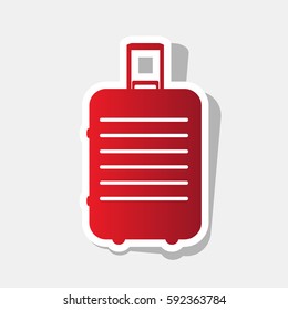 Baggage sign illustration. Vector. New year reddish icon with outside stroke and gray shadow on light gray background.